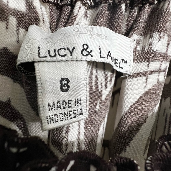 Lucy & Lauren Fit and Flare Stretchy Midi Pull Over Patterned Dress High Waist 8 - Picture 5 of 6